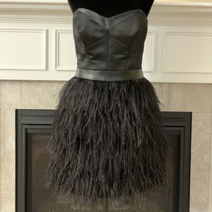 Milly Feather-Skirt Strapless Dress